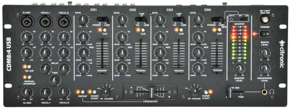 Citronic CDM8:4 USB 4 Channel 19" DJ Mixer - Click Image to Close
