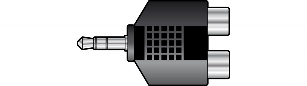 Adaptor 3.5mm Stereo Jack Plug – 2 x RCA Phono Sockets - Click Image to Close